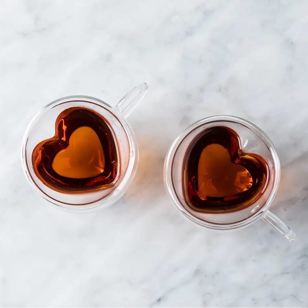 Heart Glass Coffee Mugs